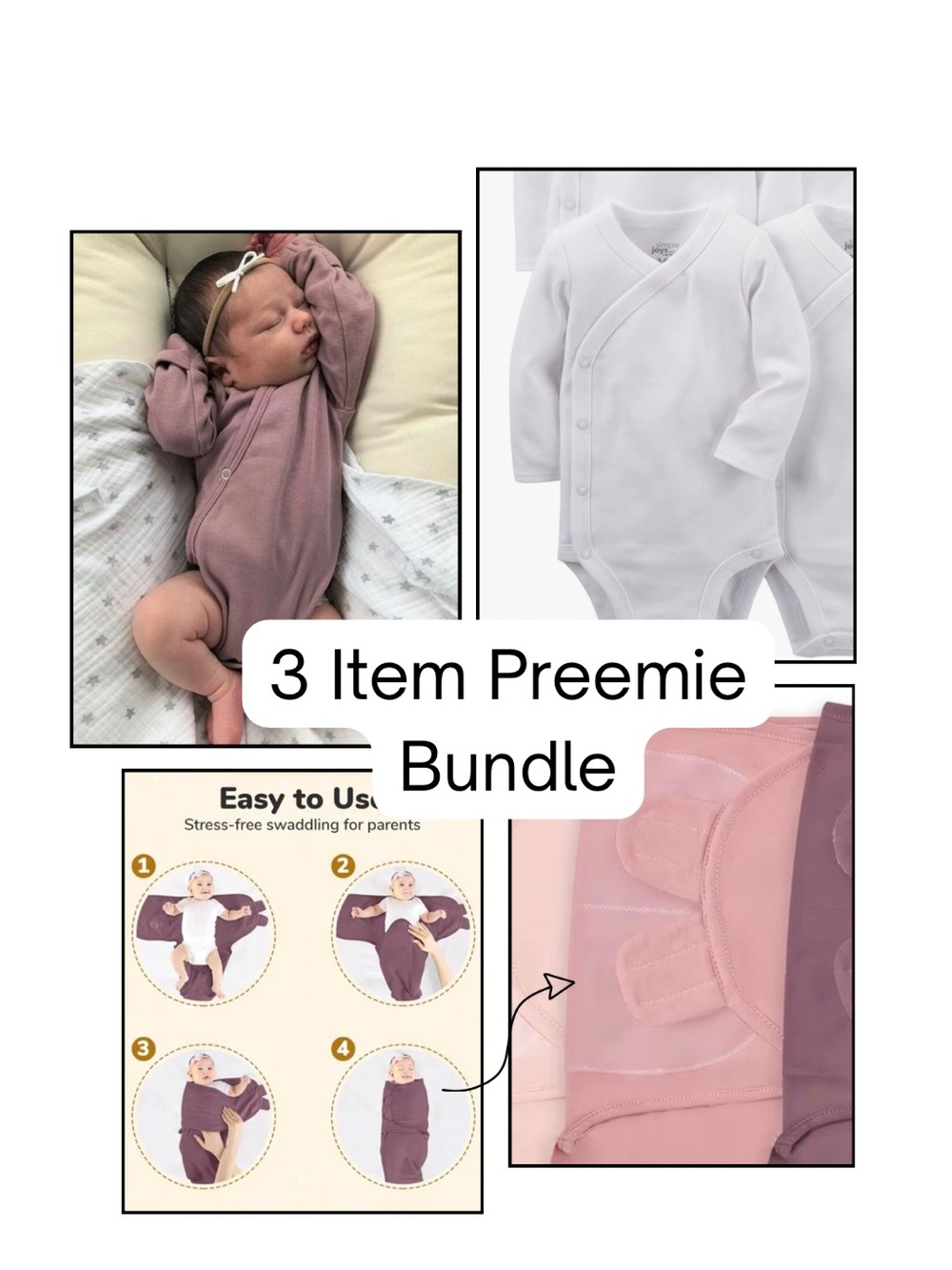 Preemie Bundle L'ovedbaby Bodysuit, Carters Bodysuit, Mama Cheetah Swaddle